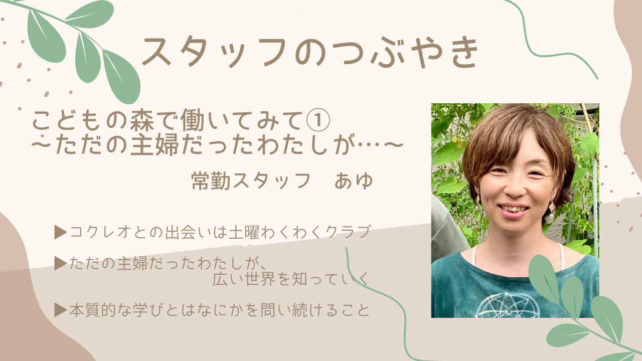 【スタッフのつぶやき】こどもの森で働いてみて①～ただの主婦だったわたしが…～